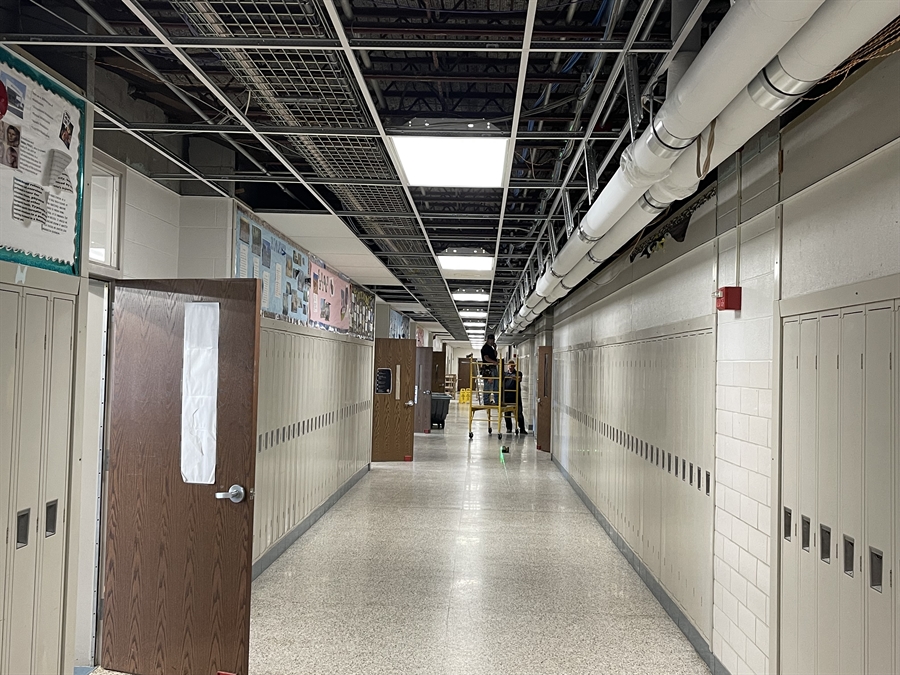 The ceiling grid installation at BHS